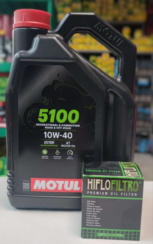 Motul 5100 10w40 4L Zestaw Olejowy Do Motocykla Z Filtrem Hiflofiltro