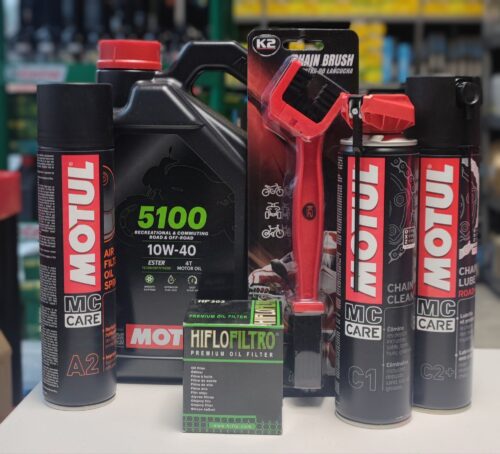 Motul 5100 10w40 4L + Hiflofiltro + A2 + C1 + C2+ i Szczotka