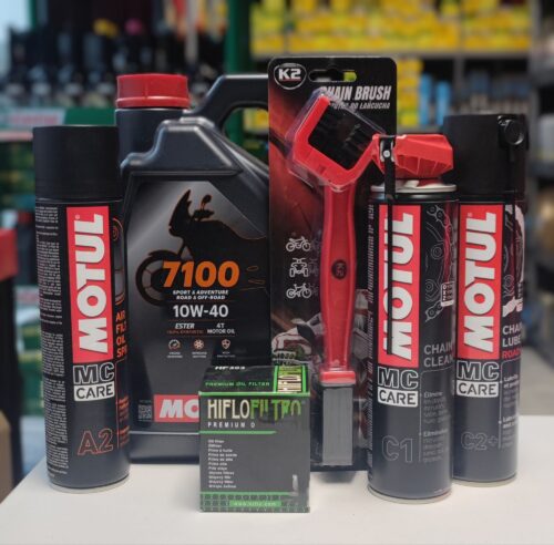 Zestaw Premium Motul 7100 10w40 4L +Hiflofiltro + A2 + C1 + C2+ i Szczotka